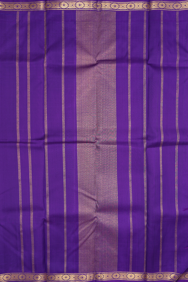 Kanchipuram Silk Saree Plain Royal Purple With Floral Border