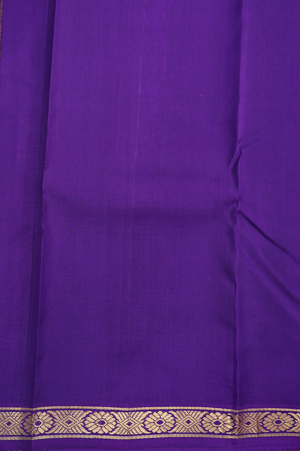 Kanchipuram Silk Saree Plain Royal Purple With Floral Border