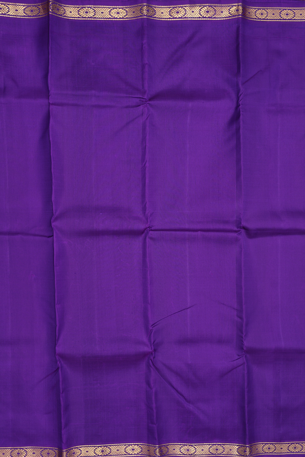 Kanchipuram Silk Saree Plain Royal Purple With Floral Border