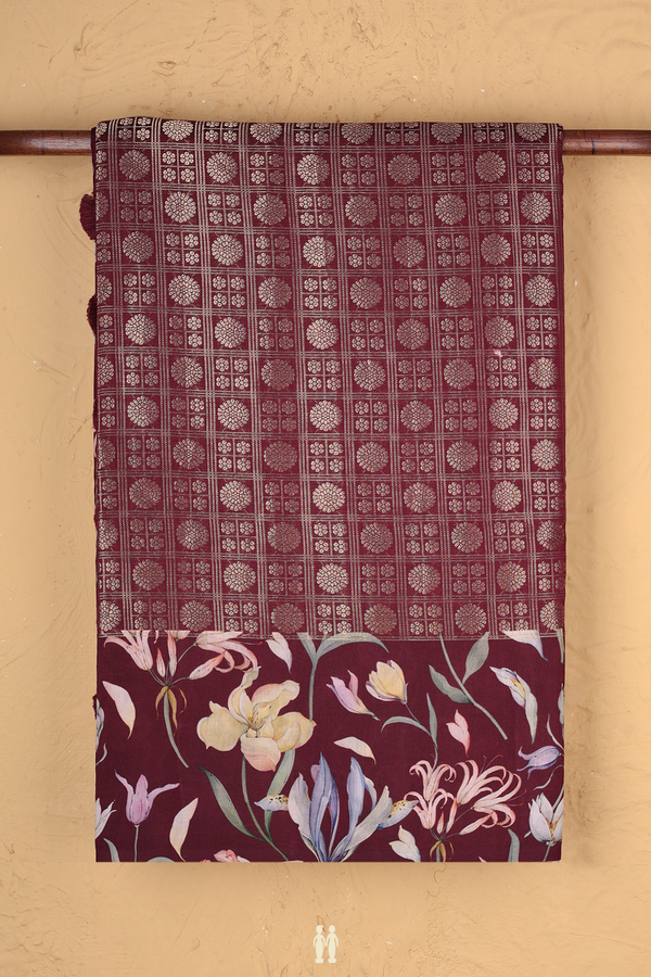 Kanchipuram Silk Saree Dark Maroon With Brocade Design