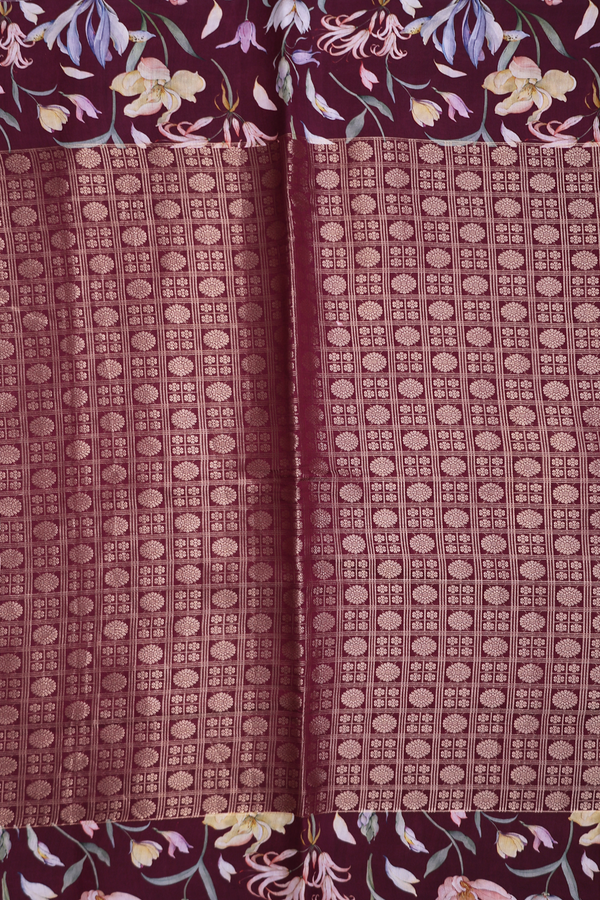 Kanchipuram Silk Saree Dark Maroon With Brocade Design