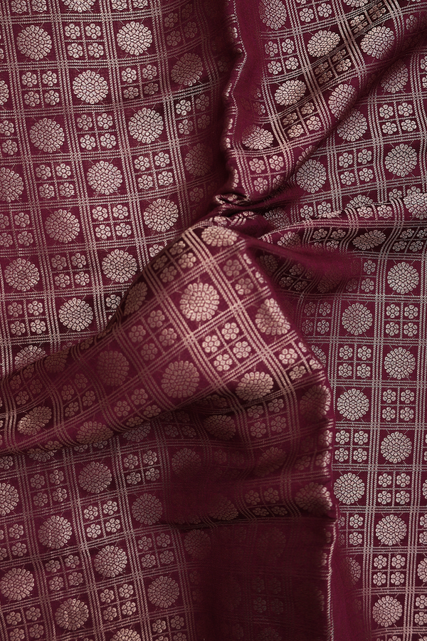 Kanchipuram Silk Saree Dark Maroon With Brocade Design