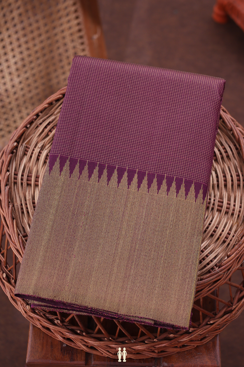 Kanchipuram Silk Saree Plum Purple With Checks Design