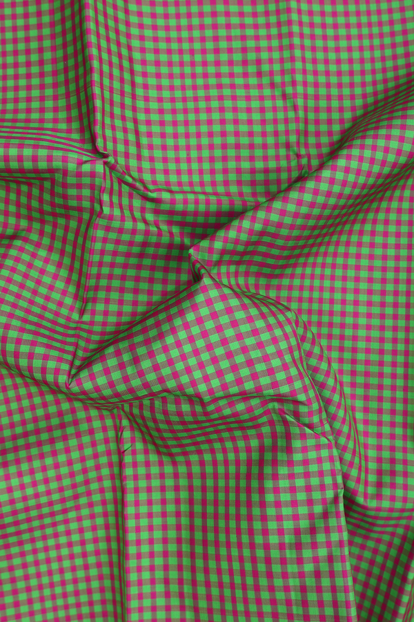 Kanchipuram Silk Saree Purple And Green With Checks Design