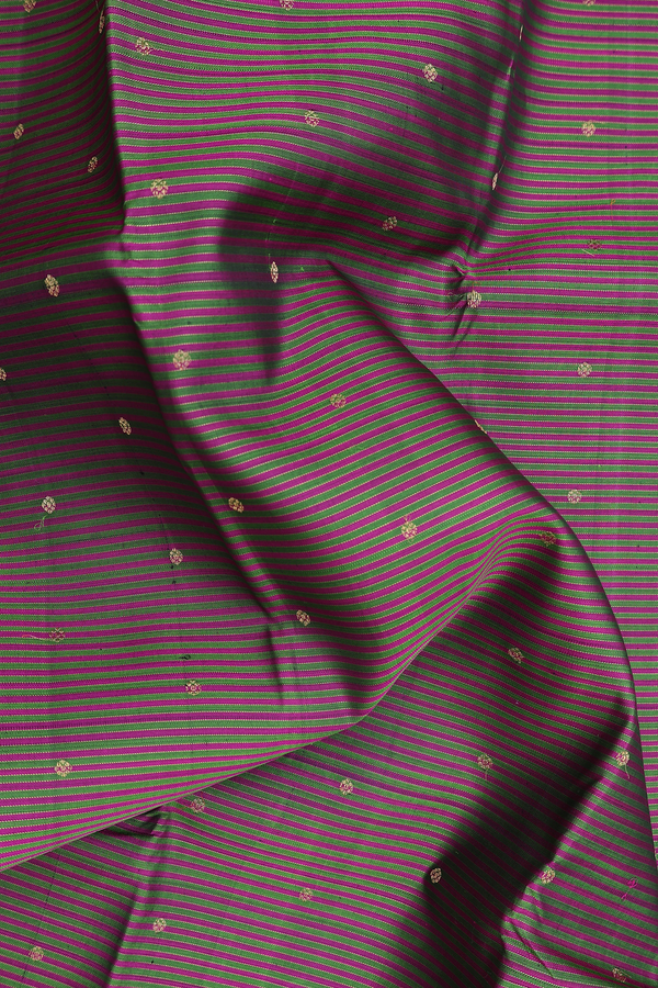 Kanchipuram Silk Saree Purple And Green With Stripes Design