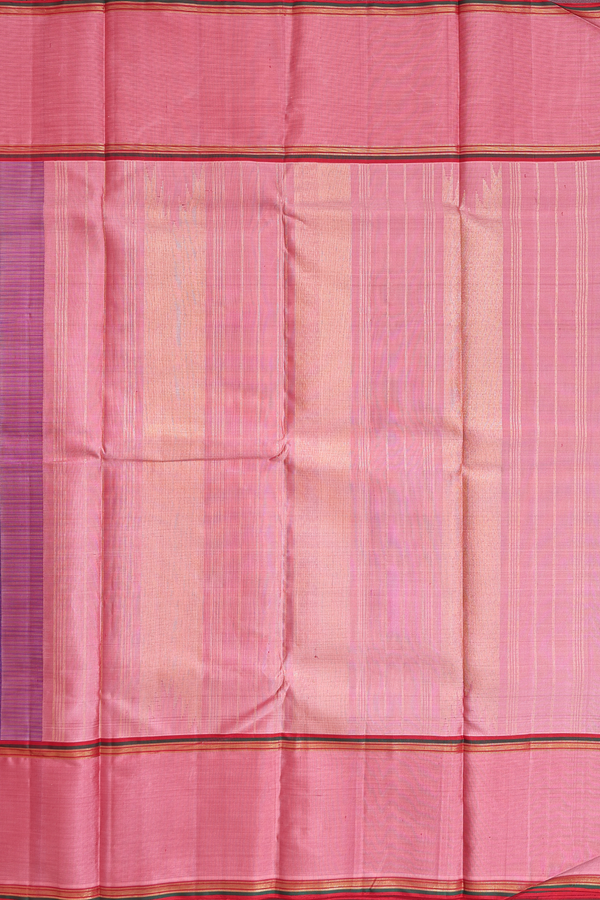 Kanchipuram Silk Saree Purple And Green With Stripes Design