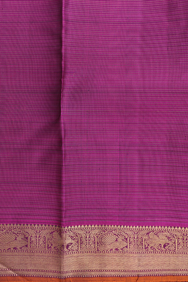 Kanchipuram Silk Saree Purple And Green With Stripes Design