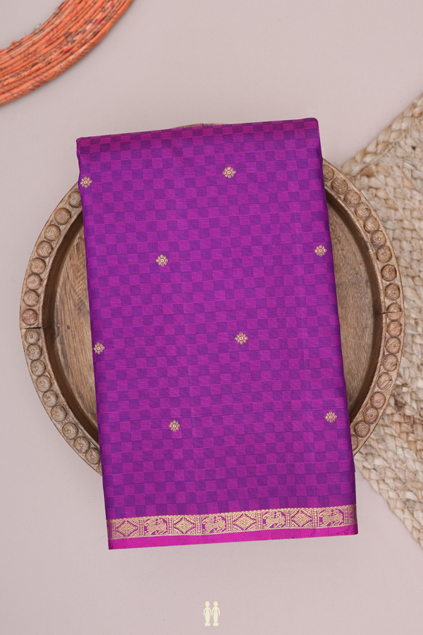 Kanchipuram Silk Saree Purple With Paai Madippu Kattai Design