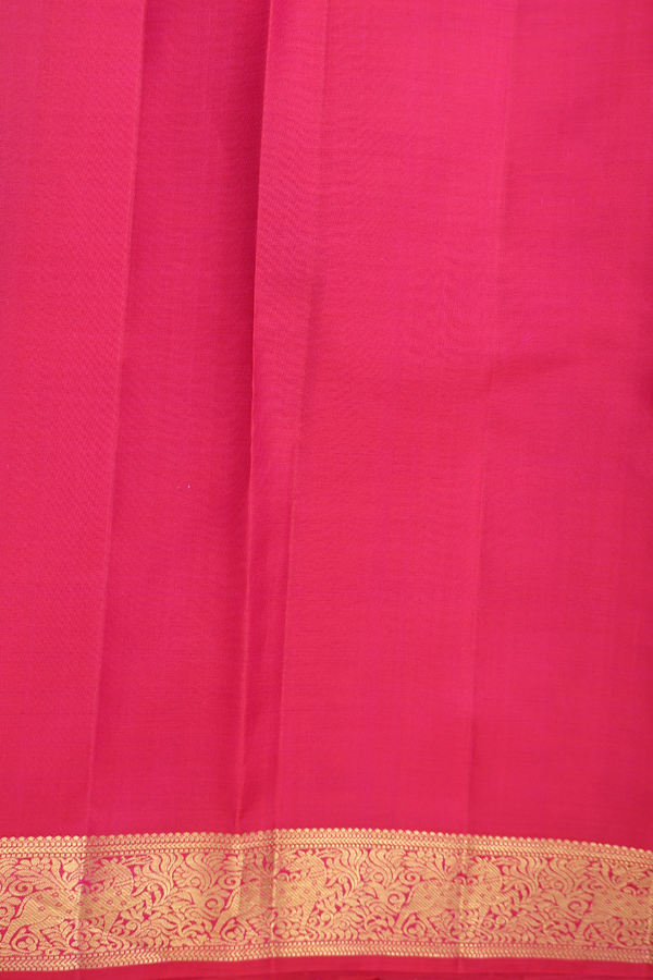 Kanchipuram Silk Saree Rani Pink Along Stripes With Buttas