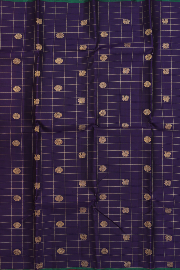Kanchipuram Silk Saree Regal Purple With Checks Design
