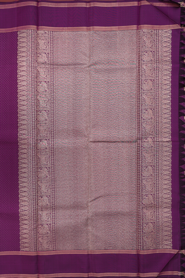 Kanchipuram Silk Saree Regal Purple With Stripes Along Buttas
