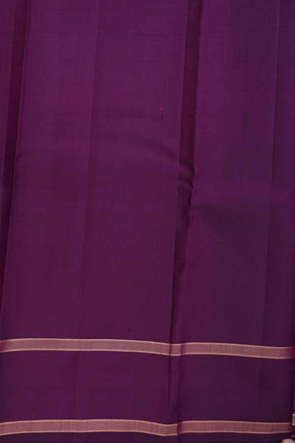 Kanchipuram Silk Saree Regal Purple With Stripes Along Buttas