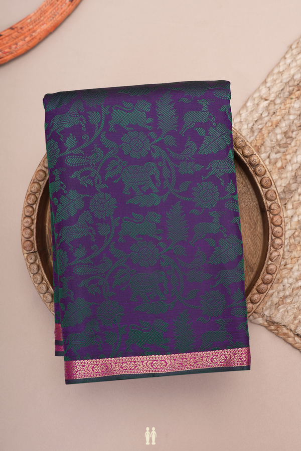 Kanchipuram Silk Saree Regal Purple With Vanasingaram Design