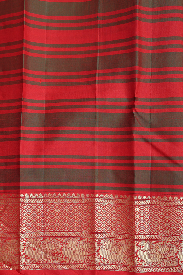 Kanchipuram Silk Saree Rose Red And White With Checks Design