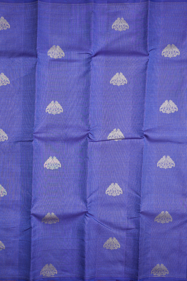 Kanchipuram Silk Saree Royal Blue Along Stripes With Buttas