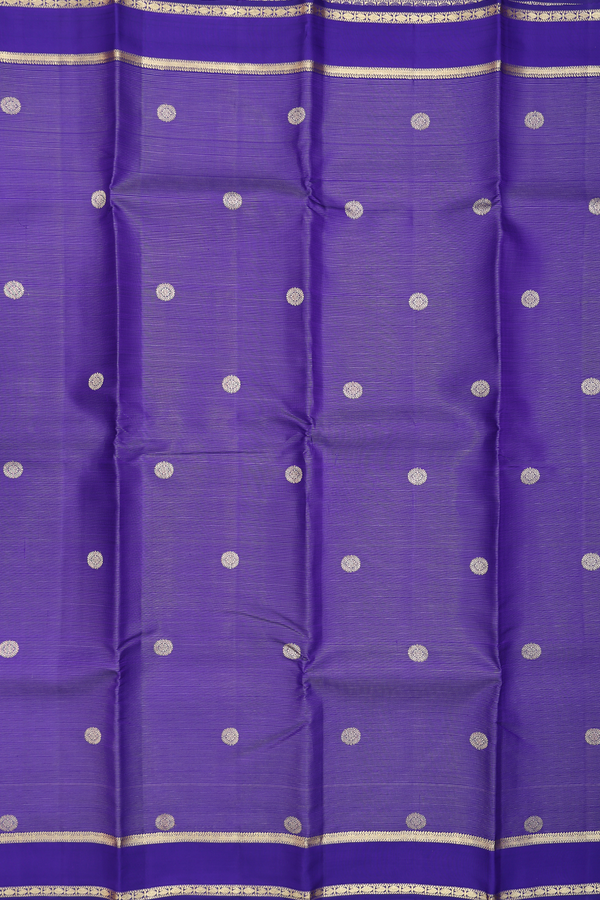 Kanchipuram Silk Saree Royal Blue Along Stripes With Buttas