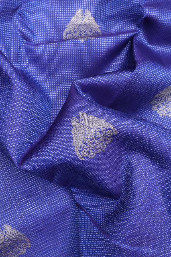 Kanchipuram Silk Saree Royal Blue Along Stripes With Buttas