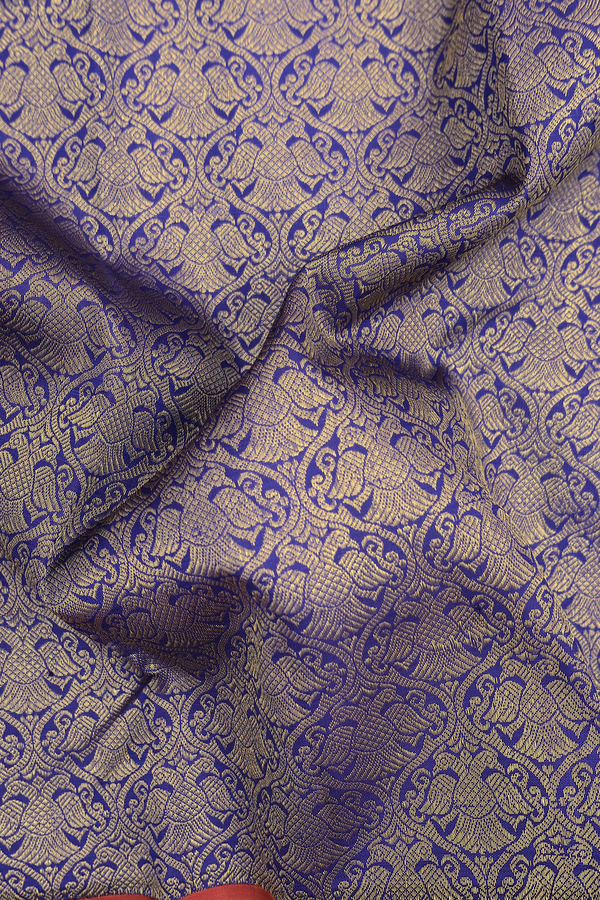 Kanchipuram Silk Saree Royal Blue With Iruthalai Pakshi Design