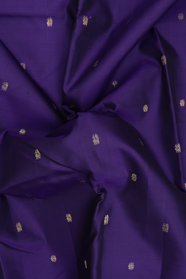 Kanchipuram Silk Saree Royal Blue With Peacock Floral Buttas