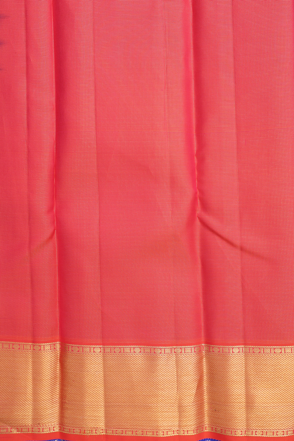 Kanchipuram Silk Saree Royal Blue With Stripes Along Buttas