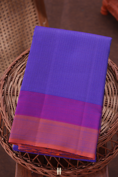 Kanchipuram Silk Saree Royal Blue With Stripes Design