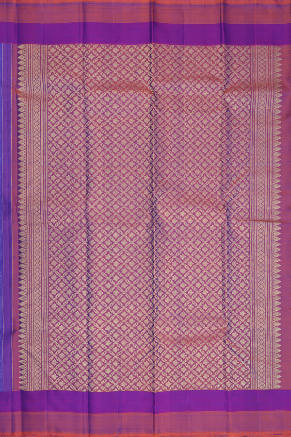 Kanchipuram Silk Saree Royal Blue With Stripes Design