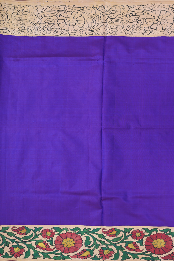 Kanchipuram Silk Saree Royal Purple With Hand Painted Border