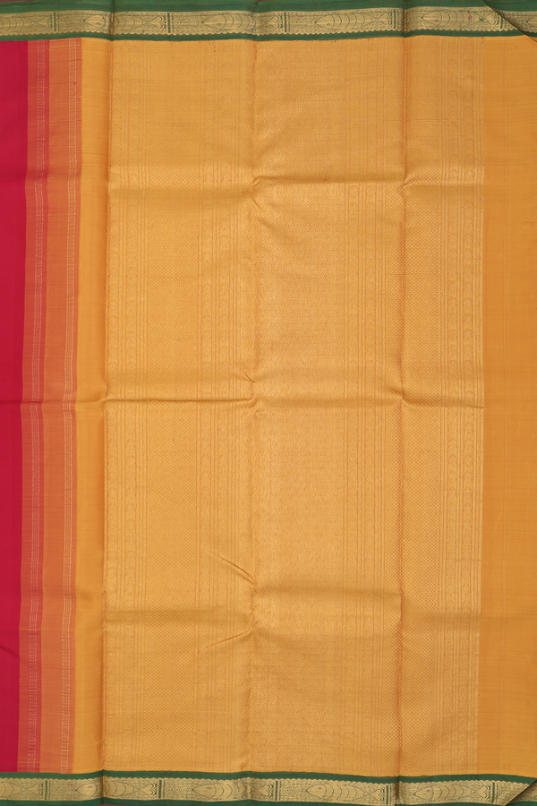 Kanchipuram Silk Saree In Ruby Red With Contrast Border