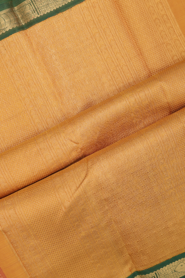 Kanchipuram Silk Saree In Ruby Red With Contrast Border