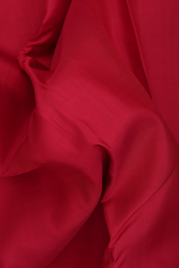 Kanchipuram Silk Saree In Ruby Red With Contrast Border
