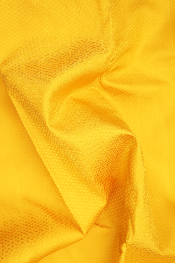 Kanchipuram Silk Saree Saffron Yellow With Jacquard Pattern