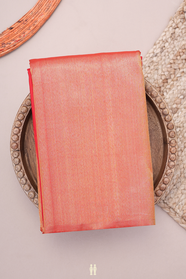 Kanchipuram Silk Saree Scarlet Red With Half And Half Design