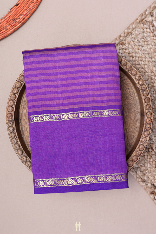 Kanchipuram Silk Saree Shades Of Purple With Stripes Design
