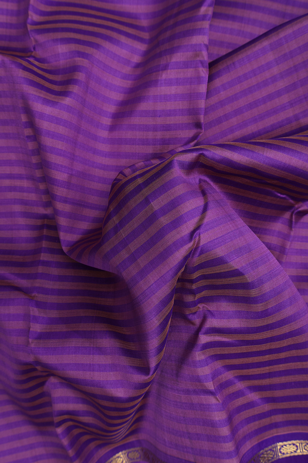 Kanchipuram Silk Saree Shades Of Purple With Stripes Design