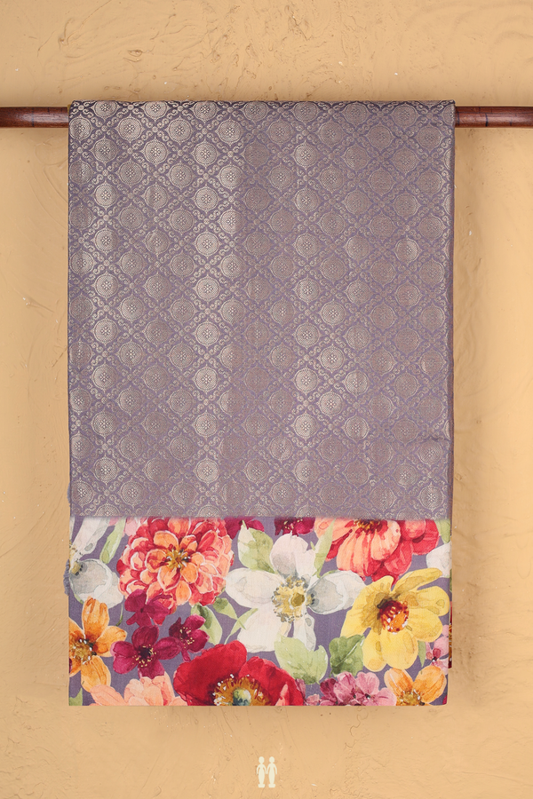 Kanchipuram Silk Saree Space Blue With Brocade Design