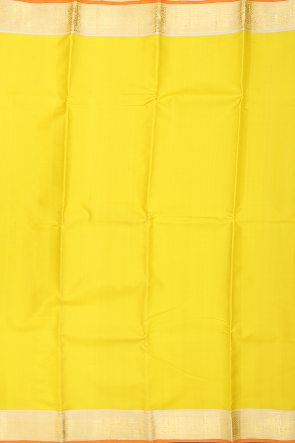 Kanchipuram Silk Saree Sunflower Yellow With Peacock Border