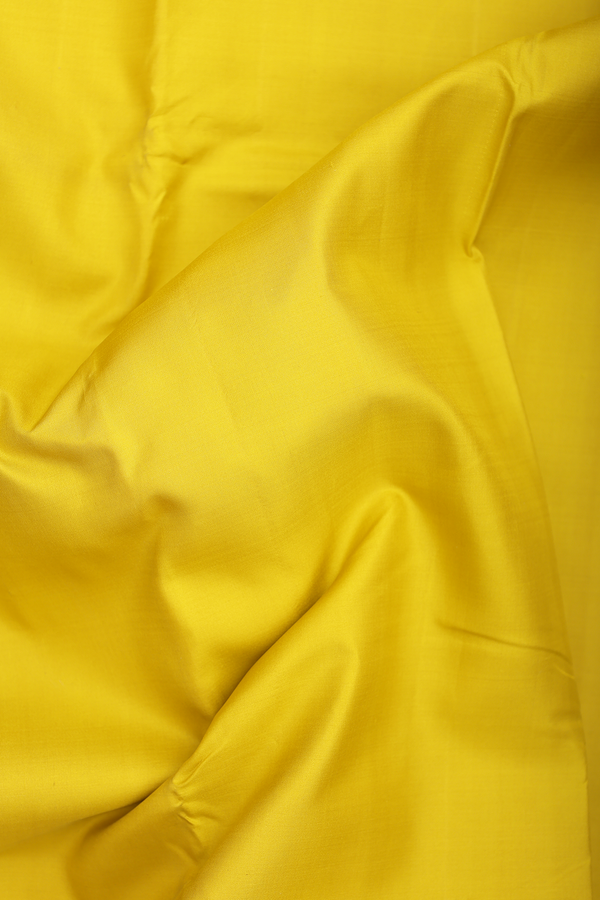 Kanchipuram Silk Saree Sunflower Yellow With Peacock Border