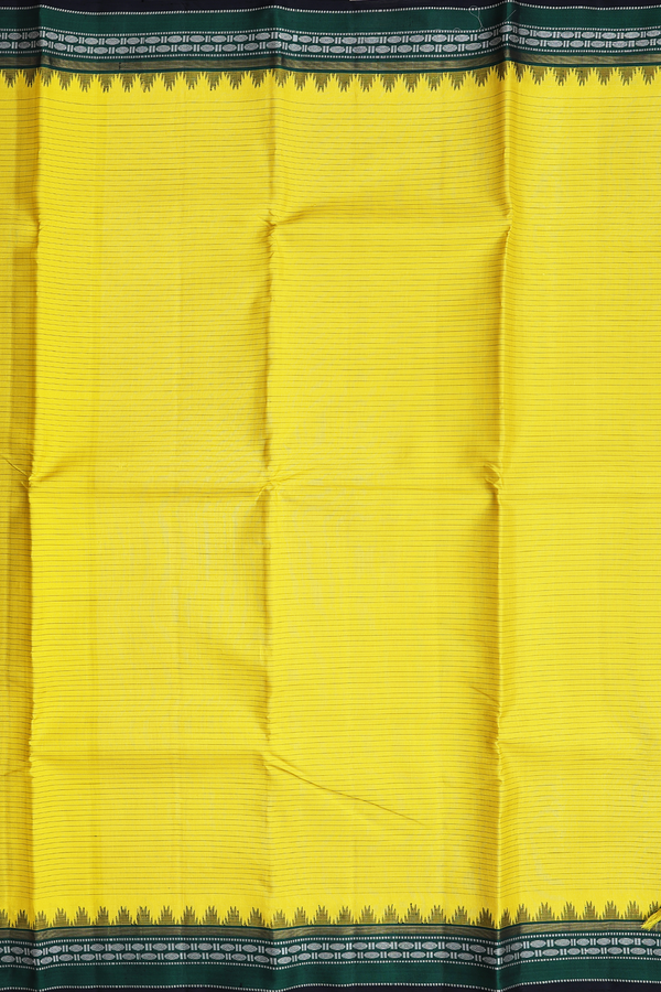 Kanchipuram Silk Saree Sunflower Yellow With Stripes Design