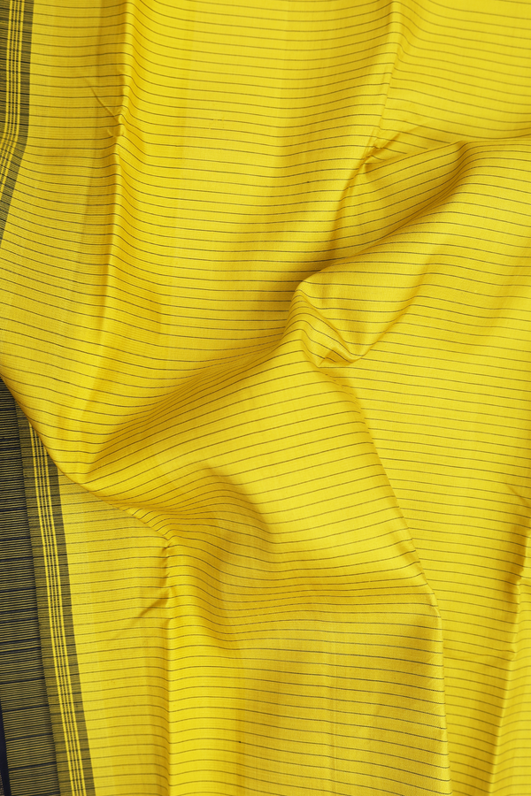 Kanchipuram Silk Saree Sunflower Yellow With Stripes Design