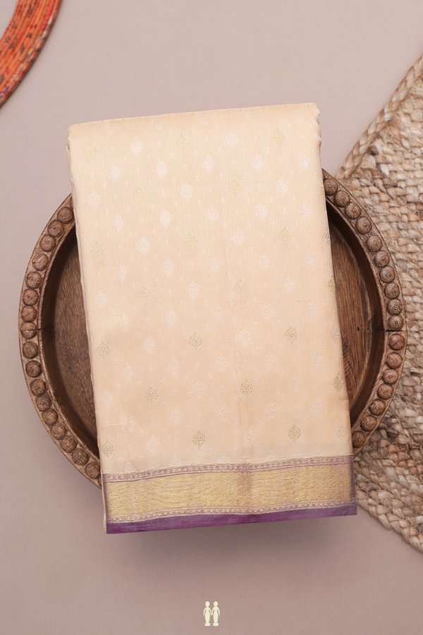 Kanchipuram Silk Saree In Tan Brown With Zari Buttas