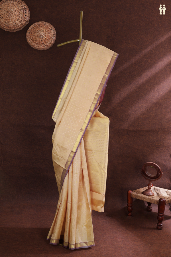 Kanchipuram Silk Saree In Tan Brown With Zari Buttas