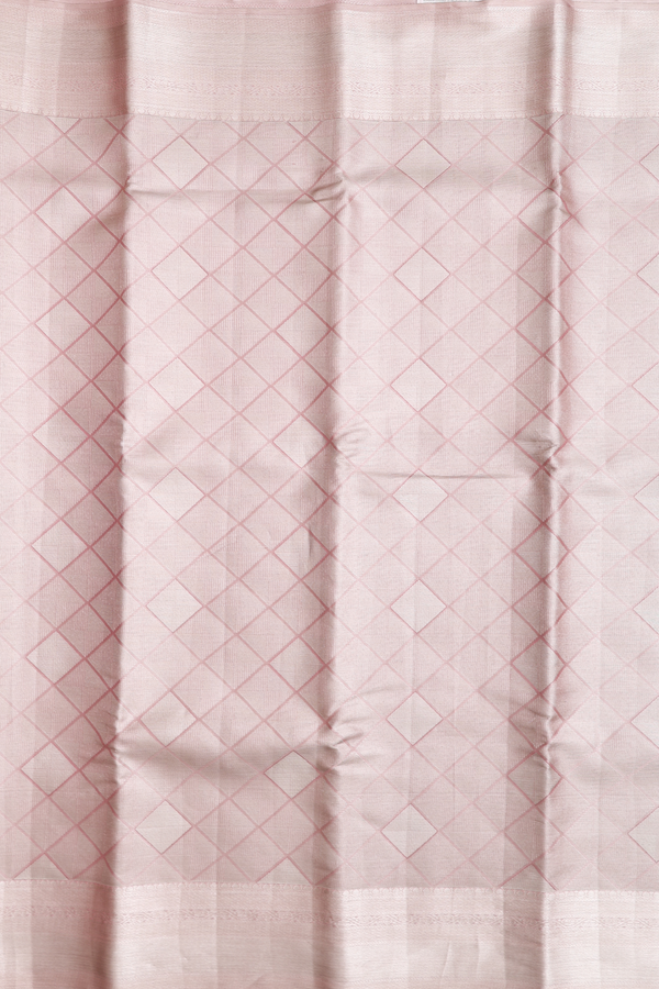 Kanchipuram Silk Saree Tissue Dusty Pink With Diamond Design