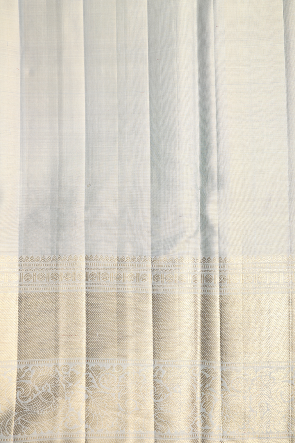 Kanchipuram Silk Saree Tissue Green Beige With Allover Design