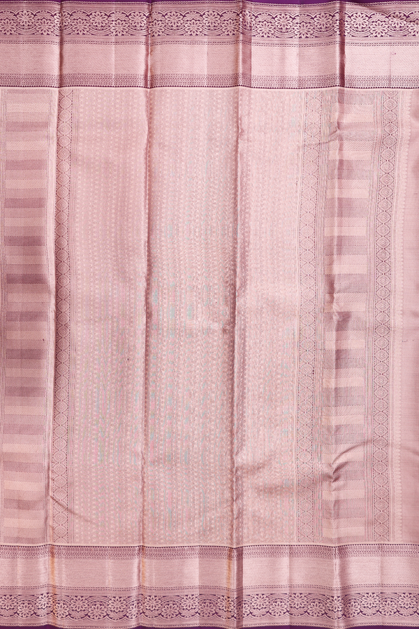 Kanchipuram Silk Saree Tissue Rose Brown With Floral Design