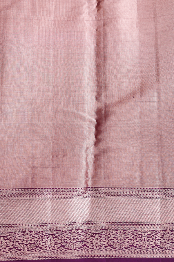 Kanchipuram Silk Saree Tissue Rose Brown With Floral Design