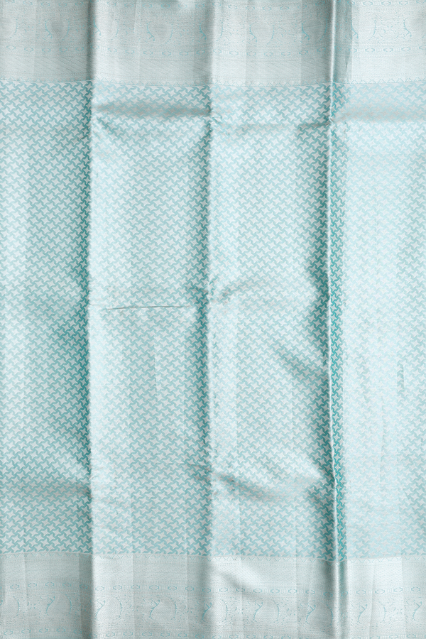 Kanchipuram Silk Saree Tissue Turkish Blue With Zari Buttas