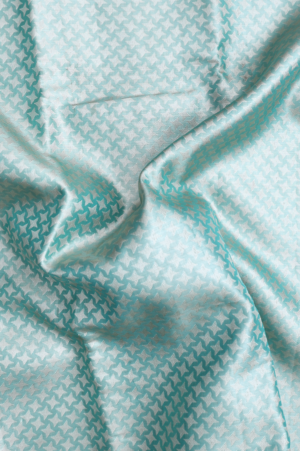 Kanchipuram Silk Saree Tissue Turkish Blue With Zari Buttas