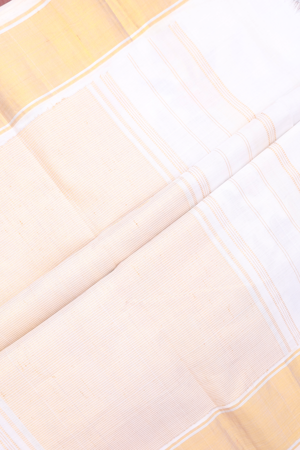 Kanchipuram Silk Saree White With Floral Hand Painted Design