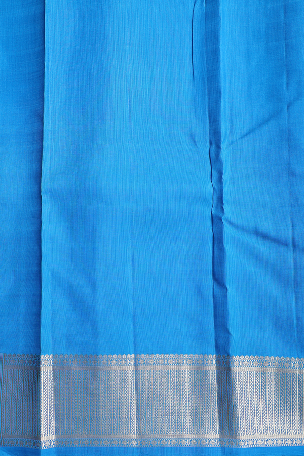 Kanchipuram Silk Saree With Deep Sky Blue With Peacock Buttas