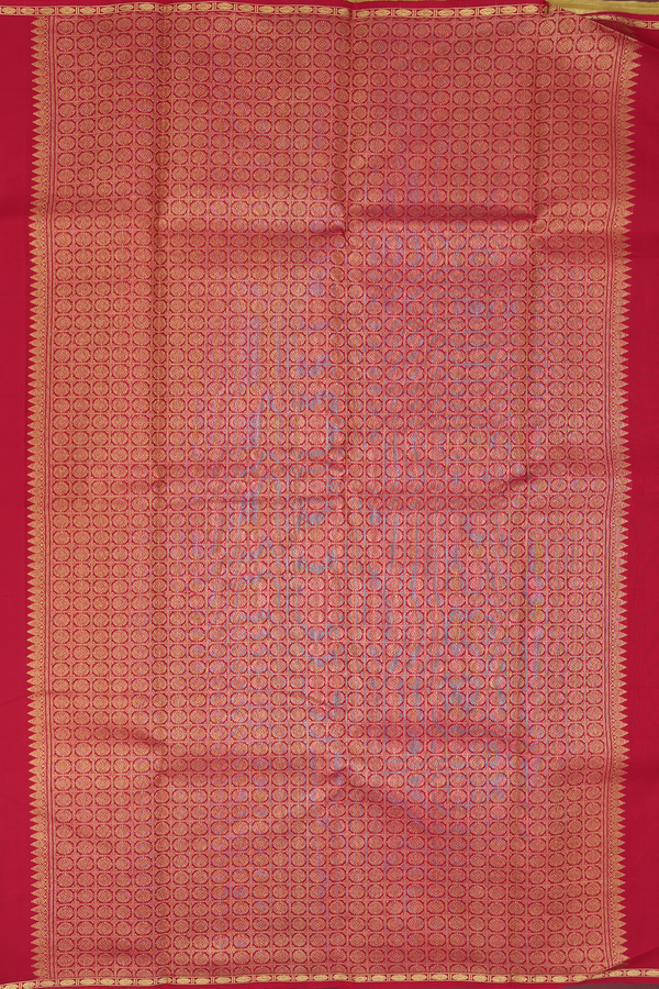 Kanchipuram Silk Saree With Golden Yellow With Checks Design